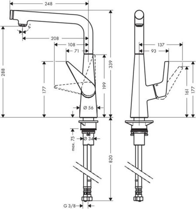 Смеситель для кухни Hansgrohe Talis S 300 сталь 72820800. Фото