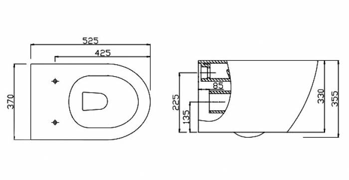 Чаша унитаза подвесного BELBANGO Flay BB351B. Фото