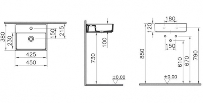 Раковина-чаша Vitra ArchiPlan 45х38 7400B003-0001. Фото