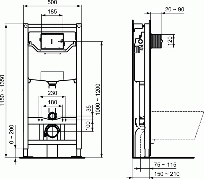 Инсталляция IDEAL STANDARD R020467 PROSYS FRAME 120 M. Фото