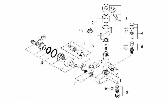 Смеситель для ванны GROHE Quadra 32638KS0. Фото