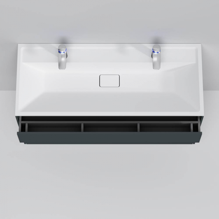 База под раковину подвесная 120 см, 3 ящика, графит матовый AM.PM Inspire 2.0 M50AFHX1203GM. Фото