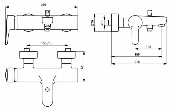 Смеситель для ванны IDEAL STANDARD Connect B9921AA. Фото