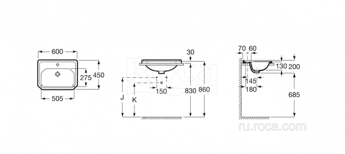 Раковина встраиваемая ROCA Carmen 60х45 3270A5000. Фото