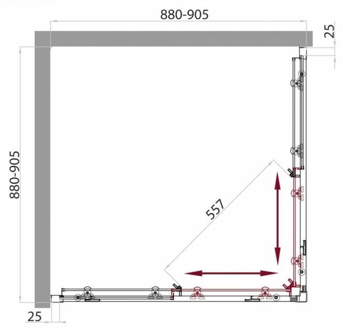 Душевой угол BELBAGNO Sela SELA-A-2-90-C-Cr. Фото