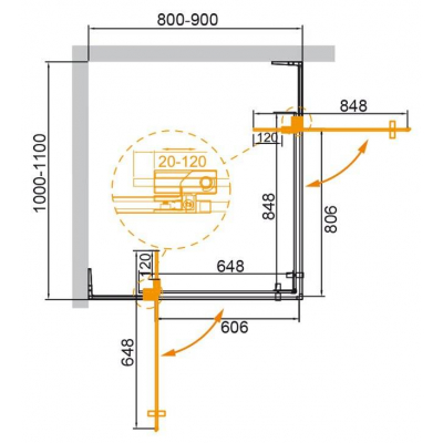 Душевой угол CEZARES Slider SLIDER-AH-2-80/90-100/110-C-NERO Душевой угол CEZARES Slider SLIDER-AH-2-80/90-100/110-C-NERO. Фото