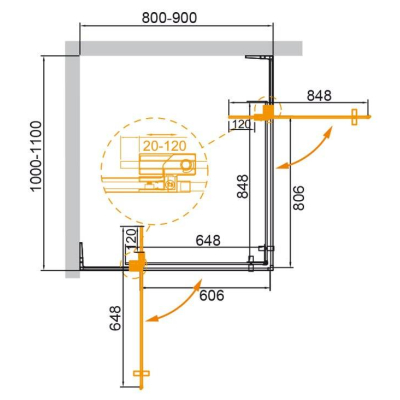 Душевой угол CEZARES Slider SLIDER-AH-2-80/90-100/110-C-Cr Душевой угол CEZARES Slider SLIDER-AH-2-80/90-100/110-C-Cr. Фото