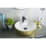 Раковина накладная GID D1306h025 44х44 53318 Белый / Золото. Фото